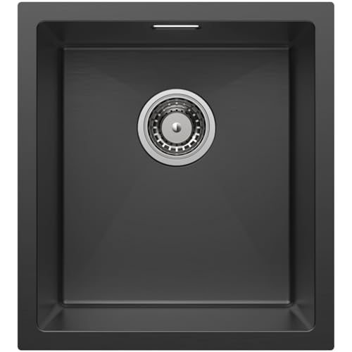 CECIPA Spülbecken Schwarz 40x44cm, Edelstahl Küchenspüle, Waschbecken küche