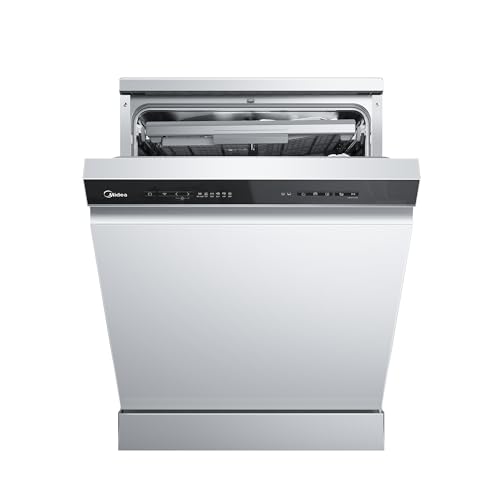 Midea SF 7.60NW14B Geschirrspüler 60cm Freistehend & Unterbaufähig, 14 Maßgedecke, 8 Programme, Spülmaschine 60 cm mit WIFI, 42 db, Hygienepflege+, Dualzone Wash, Extra Trocknen