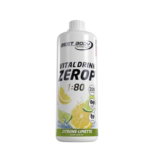 Best Body Nutrition Vital Drink ZEROP® - Zitrone-Limette, Original Getränkekonzentrat - Sirup - zuckerfrei, 1:80 ergibt 80 Liter Fertiggetränk, 1000 ml