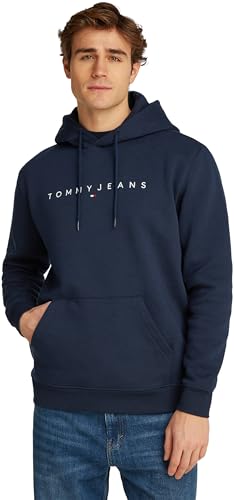 Tommy Jeans TJM Reg Linear Logo Hoodie EXT Pullover-Kapuzenpulli, Herren, Blau (Dark Night Navy), XXXL