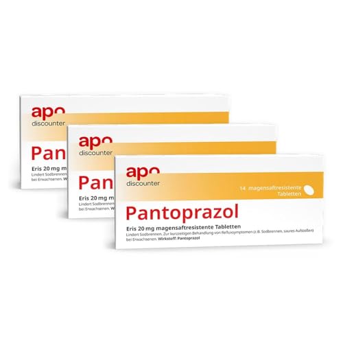apodiscounter Pantoprazol Eris 20 mg magensaftresistente Tabletten (3x14 Stk) - Effektiv gegen Sodbrennen & bei saurem Aufstoßen