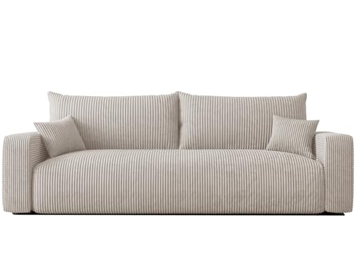 IDOHOME Schlafsofa mit Bettkasten 246x93 - Sofa Cord - 3 Sitzer Sofa mit schlaffunktion - Couch mit Schlaffunktion - Wohnzimmer Couch - Schlafcouch