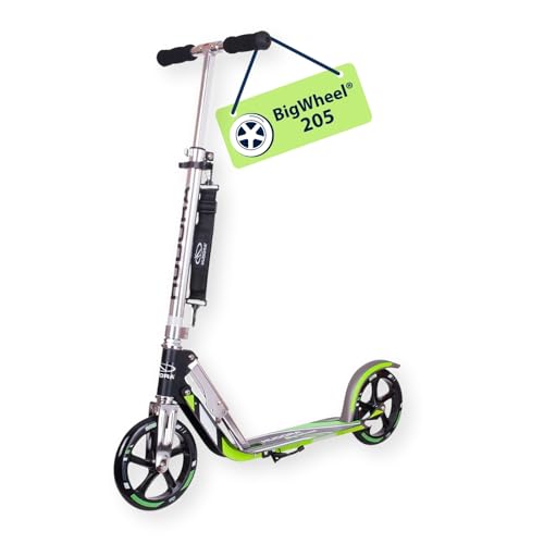 HUDORA BigWheel 205 Scooter I Stabiler Aluminium-Roller I Höhenjustierbarer & zusammenklappbarer Cityroller mit Ständer I Sportlicher Kinder- & Erwachsenenroller für bis zu 100kg