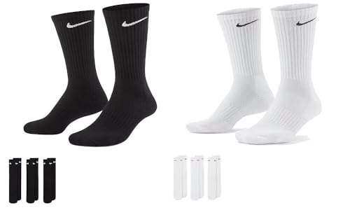NIKE 6 X Sport Socken 2 X 3er Pack SX7664 SX4508, Farbe:Weiß, Größe:M = 38-42
