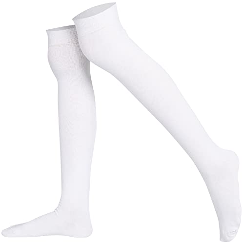 Mysocks Über das Knie Hoch lang Socken Weiß