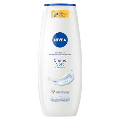 NIVEA Creme Soft Pflegedusche (500 ml), zart duftendes Duschgel mit samtweichem Schaum, seidige Cremedusche mit wertvollem Mandel-Öl