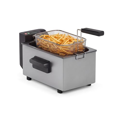 Tristar Edelstahl-Fritteuse, 3L Kapazität, Temperaturregelung bis 190°C, Kaltzone, Spülmaschinengeeignete Teile, Cool-Touch-Gehäuse, Einfach zu Reinigen, FR-9326