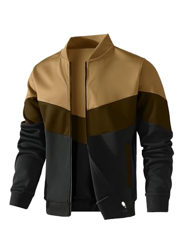 HYPESTFIT Herren leichte Jacke lässig Bomber Jacke Farbe Block Varsity Mantel