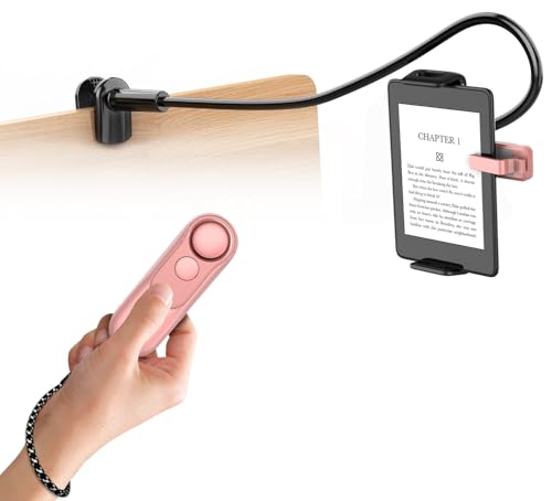 hogance Tablet-Halterung für Kindle-Lesen mit RF Fernbedienung Seitenwenden (HKRC004, Rosa), eReader Halter Ständer mit RF-Fernbedienung zum Umblättern, Zubehör für Kindle-Lesen, Geschenke für Leser