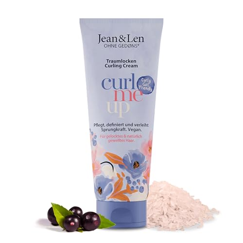 Jean & Len Traumlocken Curling Cream Reiswasser & Acaibeere, für gelocktes & natürlich gewelltes Haar, curly girl friendly, definiert & verleiht Sprungkraft, Lockencreme, ohne Silikone, vegan, 100 ml