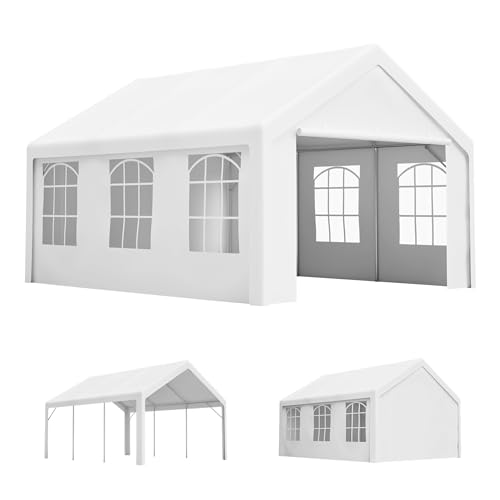 GIHAUVIA Pavillon 5x4 m – wasserdicht, stabil, Winterfest Partyzelt mit reißfester wasserabweisender Schutzplane, verstärktem Stahlrahmen, 2 Türen & großen Fenstern - Gartenzelt 19,4 m²