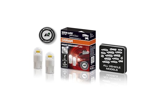 OSRAM NIGHT BREAKER LED W5W, universelles Standlicht/Positionslicht/Innenraumlicht mit Straßenzulassung, für alle Fahrzeugmodelle,12V