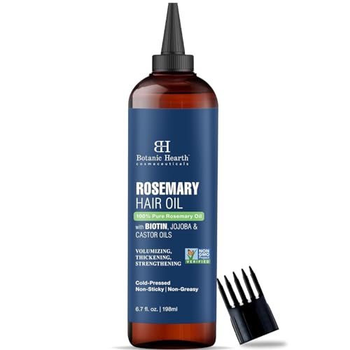Botanic Hearth Rosmarin Haaröl – Haarwachstum & stärkende Pflege mit Biotin, Jojoba- & Rizinusöl, nährend & volumengebend, Non-GMO – 198 ml