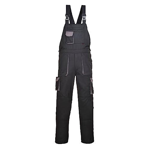 Portwest TX12 Herren Texo Kontrast Latzhose Arbeitslatzhose Schwarz, XXXL