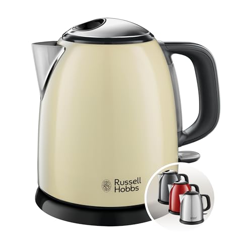 Russell Hobbs Wasserkocher [1,0l] Colours+ Edelstahl Creme (2400W, Schnellkochfunktion, herausnehmbarer Kalkfilter, außenliegende Wasserstandsanzeige,kleiner Reisewasserkocher) Teekocher 24994-70