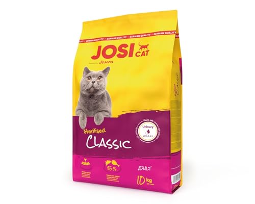 JosiCat Sterilised Classic (1 x 10 kg) | Adult | Premium Trockenfutter für kastrierte Katzen | mit wenig Fett und viel Protein | Powered by JOSERA | Katzenfutter | Alleinfuttermittel | 1er Pack