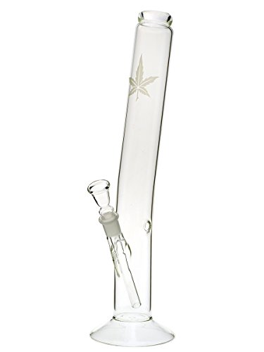 Gebogene Glasbong mit Blattmotiv - 42cm, 18,8mm - Head&Nature Bong-Kollektion