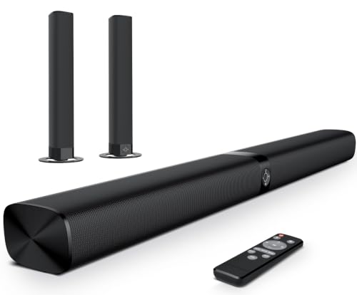 GarageRock Standlautsprecher Soundbar für TV Geräte, Teilbare 2-in-1, Auto-Volume-Boost, 3 Sound Modi, Surround Soundsystem, Bluetooth 5.3, ARC/Opt/Aux, TV Lautsprecher für Fernseher, Monitor