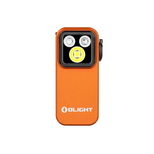 OLIGHT Oclip Pro S 5-in-1 LED Taschenlampe mit Weißlicht, UV 365nm und RGB, 600 Lumen USB-C wiederaufladbare Flashlight, IPX6 Clip Lampe mit vielseitigen Modi für EDC, Camping und Notfälle(Orange)