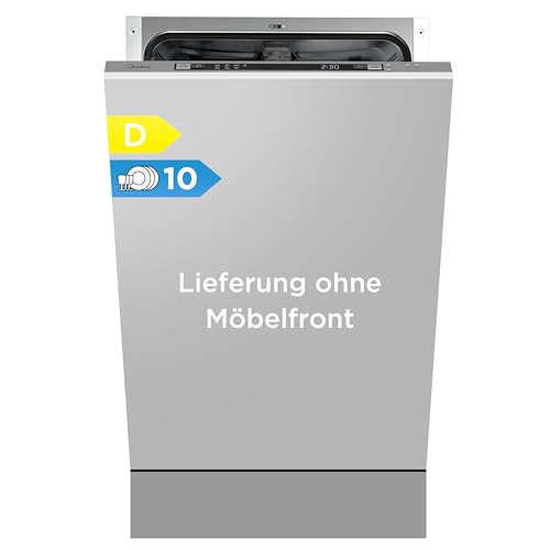 Midea MDWEB1014K Spülmaschine Vollintegriert 45 cm, 10 Maßgedecke, 8 Programme, Verstellbarer Oberkorb, LED Display, Halbe Ladung, Startverzögerung, Geschirrspüler Einbaugerät mit WIFI