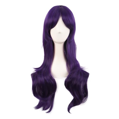 MapofBeauty 28 Zoll/70 cm Langes Lockiges Seitenschläger Haarspitzen Kostüm Cosplay Perücke (Dunkel Violet)
