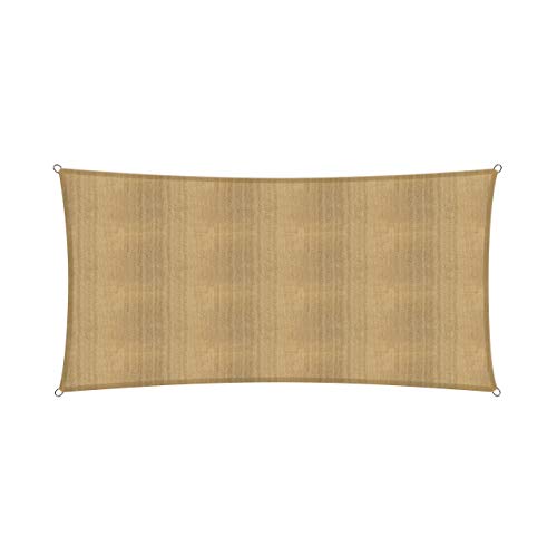 Lumaland Sonnensegel Rechteckig 2 x 4 Meter | Wetterbeständiger Sonnenschutz inkl. Befestigungsseile | Terrasse, Garten & Balkon Schattenspender aus HDPE Segelstoff mit UV Schutz [Sand]