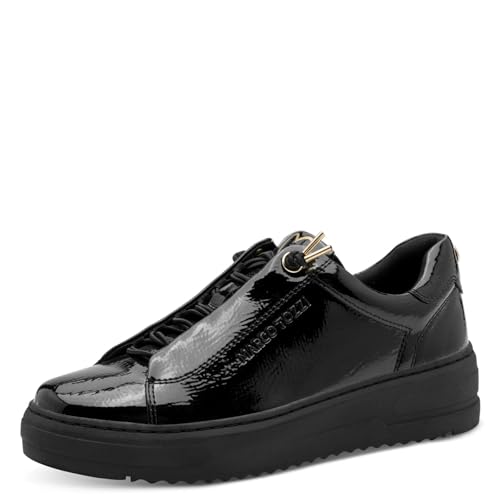 Marco Tozzi Damen Sneaker flach mit Wechselfußbett Freizeit, Schwarz (Black Patent), 38 EU