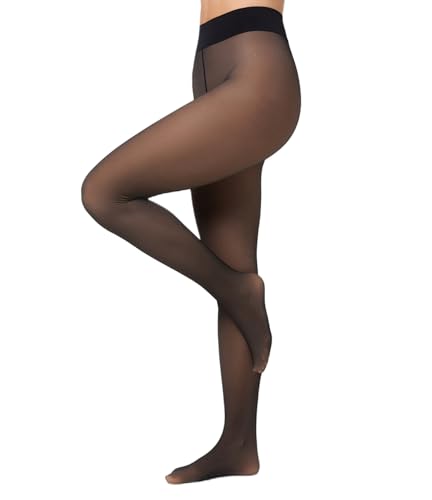 Nur Die Warm & Transparent extra haltbar 80 DEN warme Fein-Strumpfhose beige durchscheinend Komfortbund Damen, schwarz, L