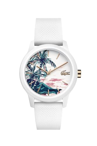 Lacoste Analog Quarzuhr für Damen Kollektion LACOSTE.12.12 Ladies mit Weisses Silikonarmband - 2001085