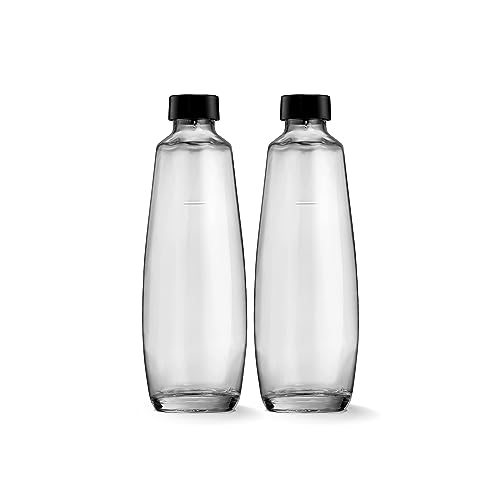 SodaStream Bipack 1-Liter-Glasflaschen, kompatibel mit Duo 2x1l Carbonator, schwarz, 10x19,5x29