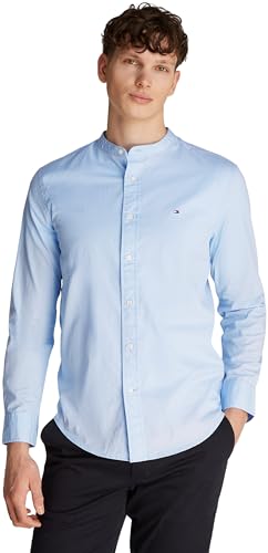 Tommy Hilfiger Herren Hemd Flex Poplin Solid Mao Regular Fit, Blau (Sweet Blue), XL