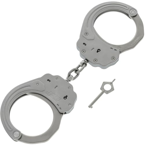 ASP Sentry Handschellen, Kettenfesseln mit Edelstahlrahmen, geschmiedete Stahlbögen, doppelseitige Schlüsselbahnen und Doppelschlossschlitzen, Strafverfolgungsgetriebe und Sicherheitsausrüstung