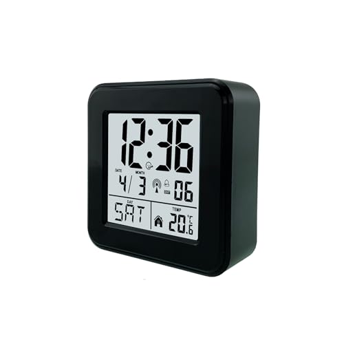 jomparis Digitaler Funk Wecker Uhr mit Nachtlicht-Wecker mit Temperaturanzeige Datum Snooze für Wohnzimmer,Büro,Schlafzimmer,Kinderzimmer