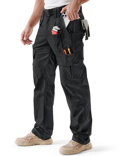 IGOLUMON Arbeitshosen Männer Stretch Cargohose Herren mit Halb-elastischer Bund Taktische Hose Outdoorhose mit Vielen Taschen