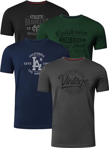 FULL TIME SPORTS Herren T-Shirt 4er Set Pack PRINT-001-PACK-5-XXL