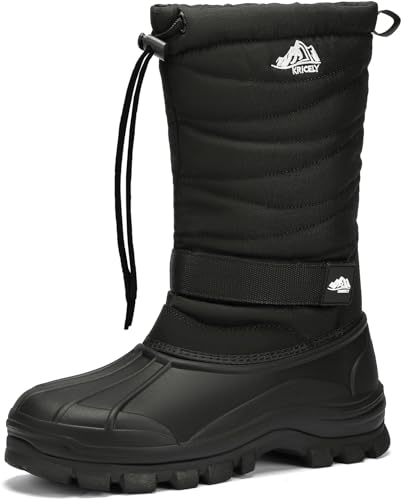 Kricely Wasserdichte Winterstiefel Herren Damen Warm Gefütterte Schneestiefel Rutschfest Winterschuhe(ganz schwarz 41