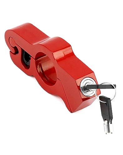 QWORK® Universelles Motorrad Schloss, Anti Diebstahl Griffschloss, FüR Roller, MotorräDer, FahrräDer, Rot, Verstellbar Und Tragbar