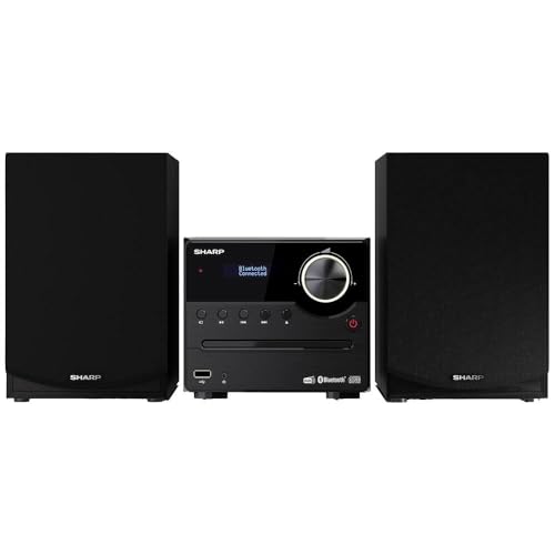 SHARP XL-B517D(BK) Stereoanlage, Schwarz | DAB+ Radio, FM-Tuner, Bluetooth, CD-MP3-Player, USB-Wiedergabe, Holzlautsprechern, 45 Watt