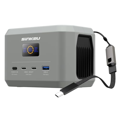 SinKeu Tragbare Powerstation, 96 Wh / 30,000 mAh LiFePO4-Akku mit 3 Anschlüssen, USB-C 100 W EIN-/Ausgang Schnellladeakku für Reisen, Notstromversorgung