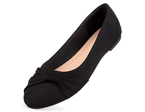 MaxMuxun Klassische Damen Ballerinas Party Schuhe Schleife Freizeit Schuhe Schwarz Größe 38 EU