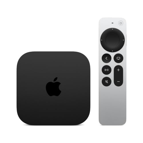 Apple TV 4K (4. Generation) | 4K Dolby Vision, HDR10+, Dolby Atmos, Fernfeld-Mikrofone, Heimkino mit Surround Sound, Siri Remote mit „Wo ist?“
