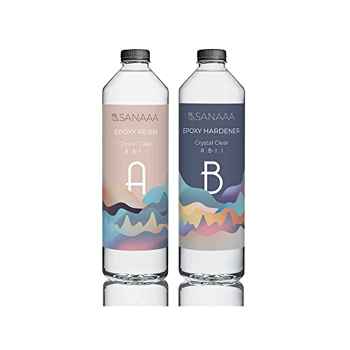 SANAAA Klares, hartes Epoxidharz zum Gießen 500g - 1:1-Verhältnis klare Harzbeschichtung per Tumbler Legno, Bar, Tavolo, Fabbricazione di Gioielli, Decorazione Artigianale
