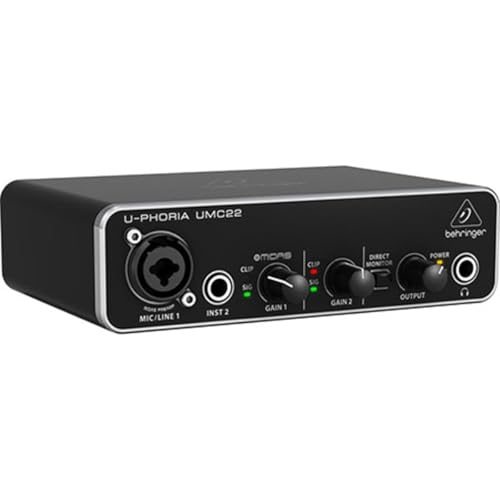 Behringer UMC22 Audiophiles 2x2 USB Audio Interface mit Midas Mic Vorverstärker
