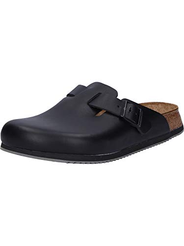 BIRKENSTOCK Boston Leder, Unisex-Erwachsene Clogs, Schwarz (Schwarz), 41 EU