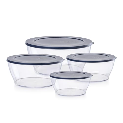 Tupperware Crystal Clear Store & Serve Collection Clearly Elegant 8-teiliges Tritan/Copolyester Frischhaltedosen-Set, spülmaschinenfest und BPA-frei (4 Schüsseln, 4 Deckel)