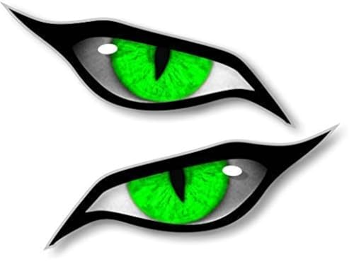 Paar Evil Eyes mit Grünem Iris Vinyl Drohne Motorrad Helm Auto Aufkleber Sticker 70x30mm Each