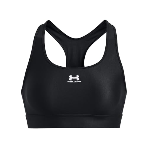 Under Armour Damen UA Authentics Mid Padless, Sport BH mit mittlerer Unterstützung, schweißableitender ohne Polster, Schwarz