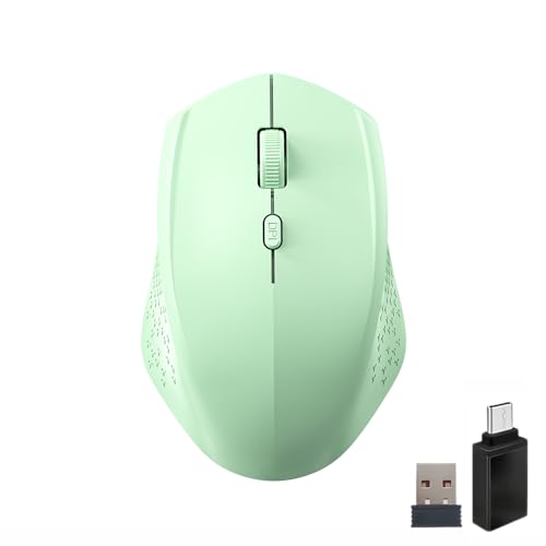 Wowssyo Kabellose Maus, 2.4G-USB & Bluetooth Maus Dual Mode funkmaus, Ergonomische Maus PC mit Einstellbarer DPI 800/1200/1600, Wireless Mouse Für Laptop, PC, iOS, Android, iPad, Windows - Grün