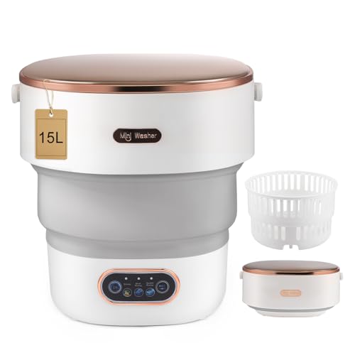 HIUYRFS Mini-Waschmaschine, Tragbare Waschmaschine 15 l, mit Schleuderkorb, faltbare Waschmaschine für Unterwäsche, Baby- und Kleinwäsche, geeignet für Zuhause, Wohnungen, Wohnheime und Hotels