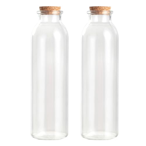 Magic Season Dekorative Glasflasche mit Korkverschluss (350 ml Runde Flaschen / 2 Stück)